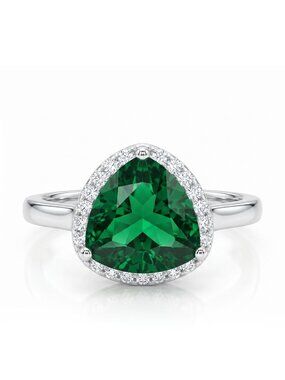 Emerald Green Trillion Gemstone Ring, real 925 Sterling Silver Charmed Aroma